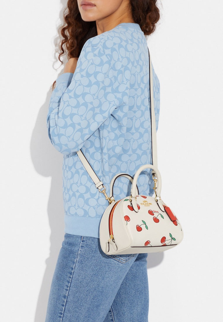 Sydney Satchel With Heart Cherry Print Chalk Multi