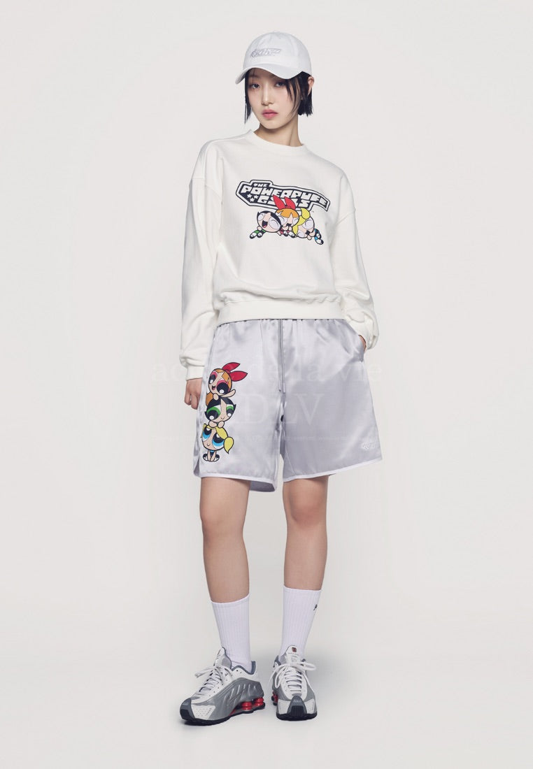 The Powerpuff Girls x Acmedelavie Logo Crop Sweatshirt Cream