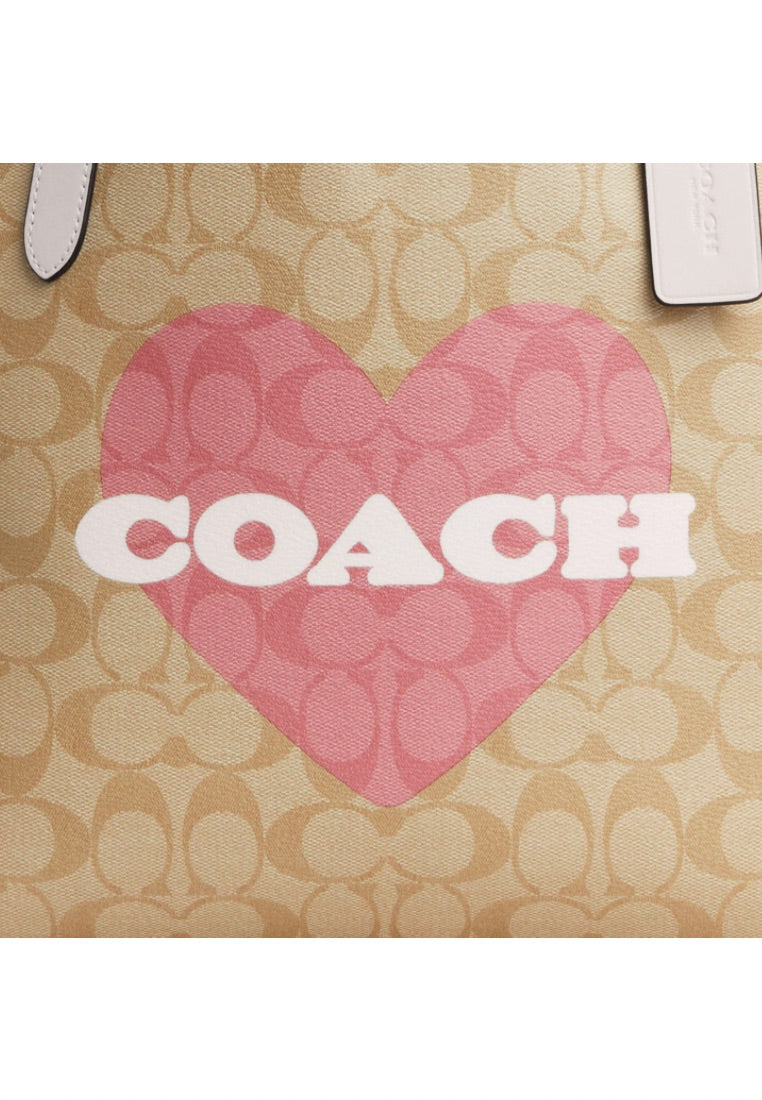 City Tote In Signature Canvas With Heart Print