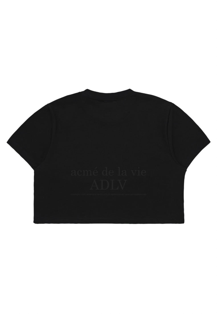 Circle Wappen Crop Short Sleeve T-Shirt Black