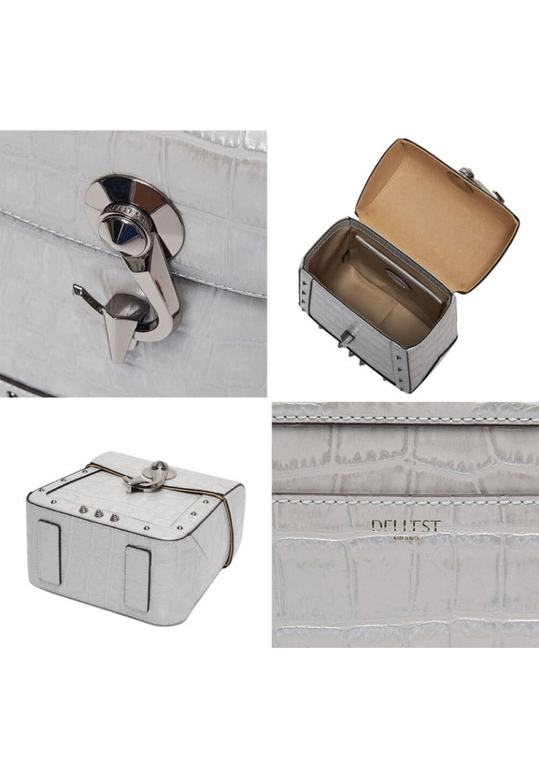 Trunkino Small Croco Silver Grey