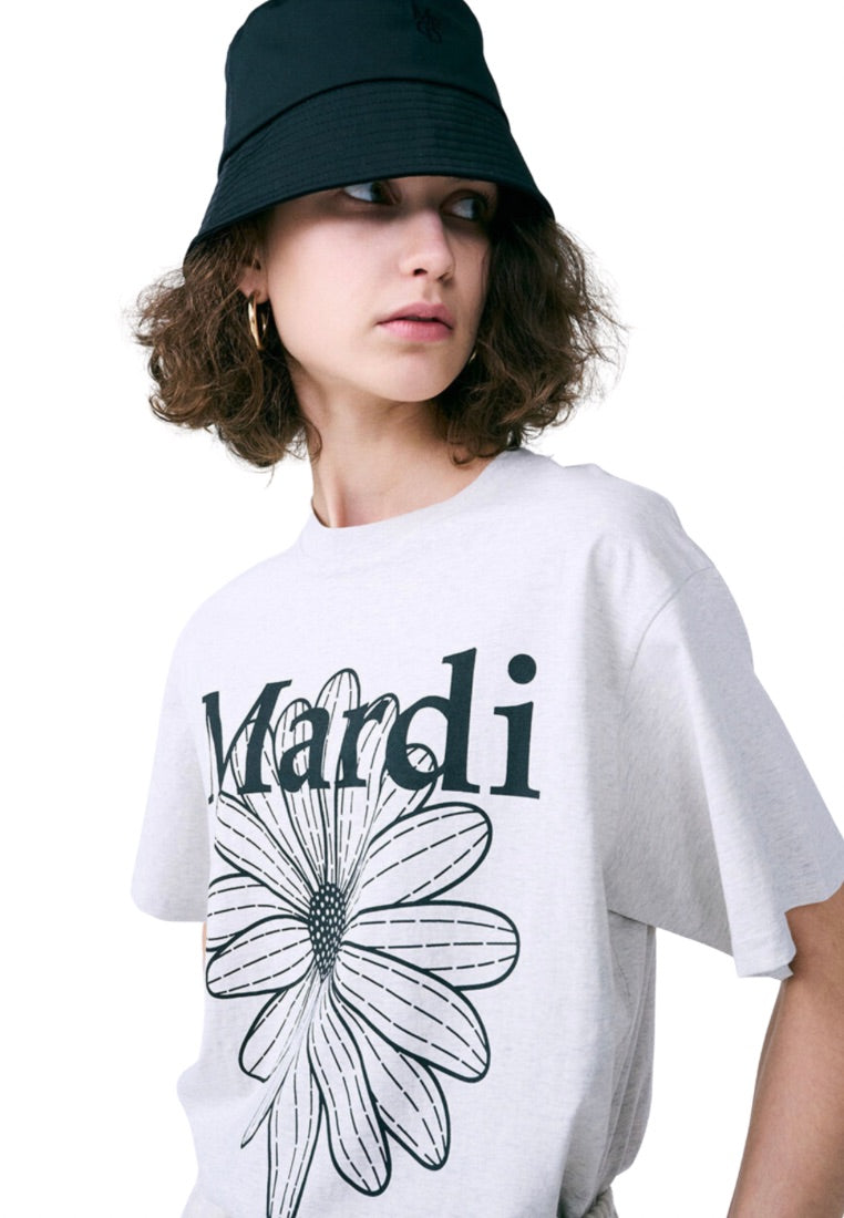 Tshirt FlowerMardi Oatmeal Black