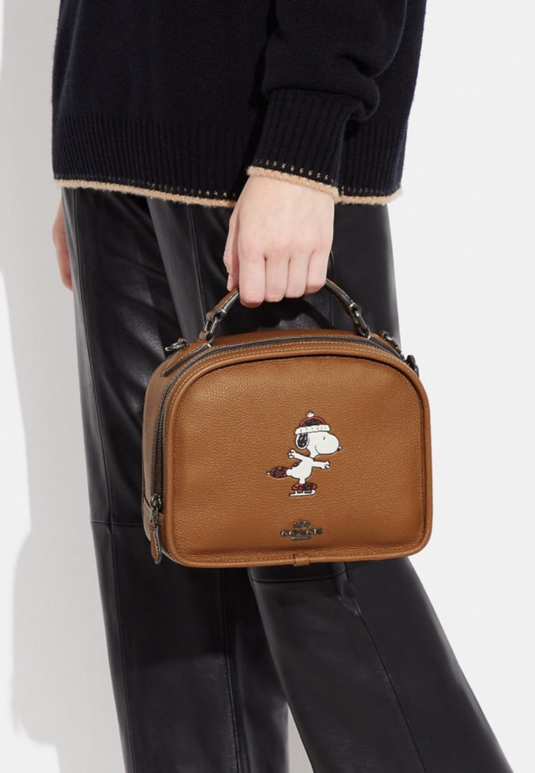Coach X Peanuts Lunch Pail With Snoopy Ice Skate Motif