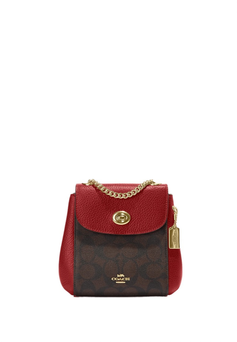 Convertible Mini Backpack In Signature Canvas Brown 1941 Red