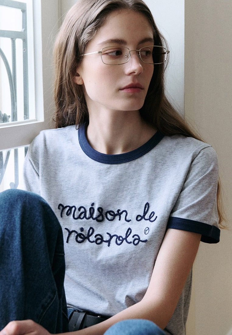 Maison De Rola Ringer T-Shirt Gray Navy