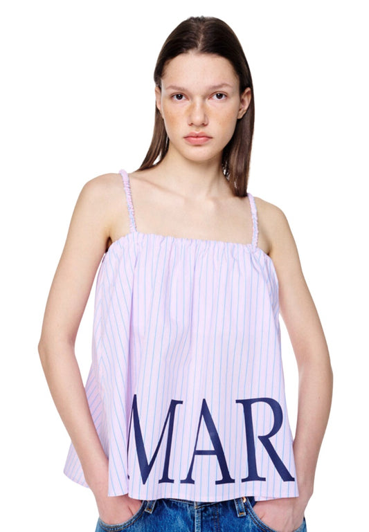Volume Top Stripe Scrunch Strap Pink Navy