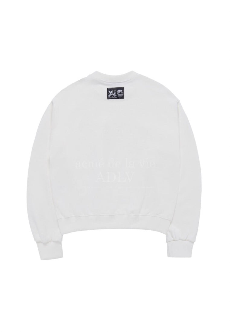 The Powerpuff Girls x Acmedelavie Logo Crop Sweatshirt Cream