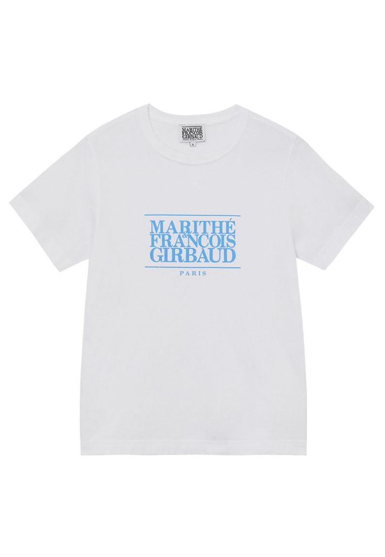 W Classic Logo Tee White/Sky Blue