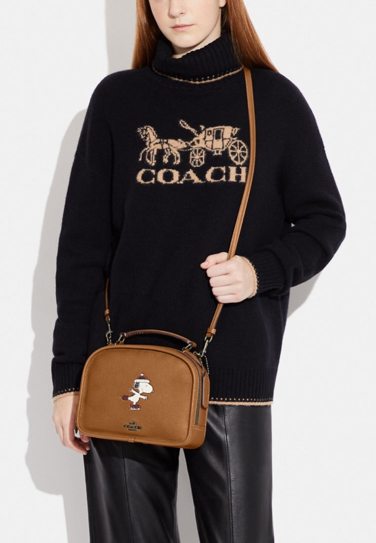 Coach X Peanuts Lunch Pail With Snoopy Ice Skate Motif