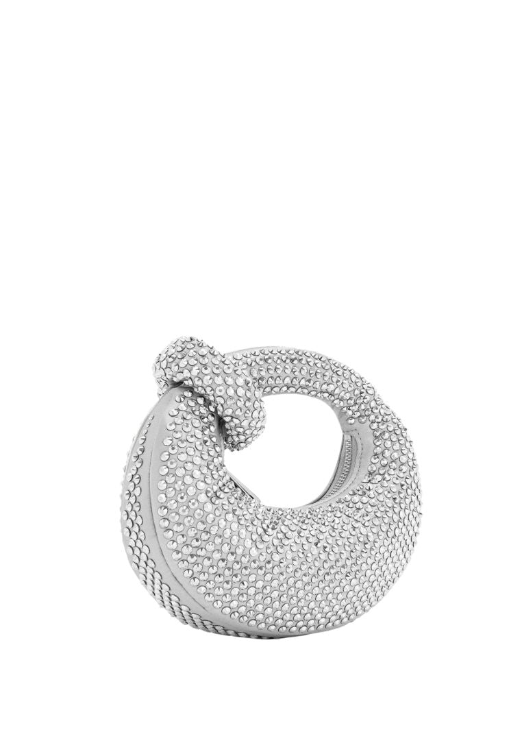 Abacus Artificial Crystal Mini Top Handle Bag - Gray