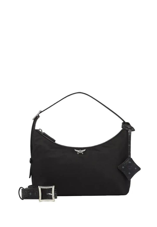 Aren Hobo In Recycled Nylon and Monogram Print Leather Black