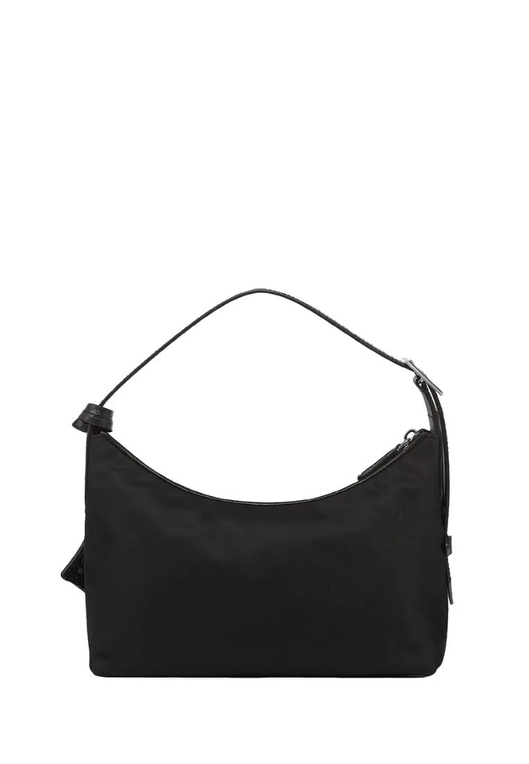 Aren Hobo In Recycled Nylon and Monogram Print Leather Black