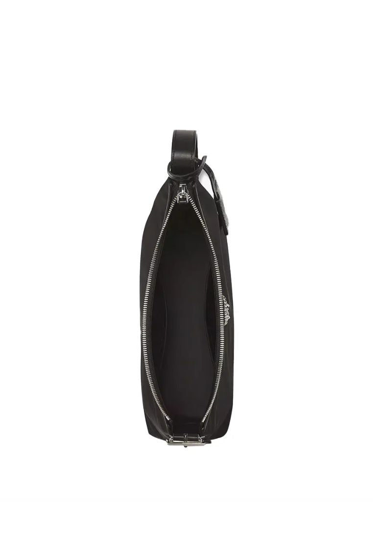 Aren Hobo In Recycled Nylon and Monogram Print Leather Black