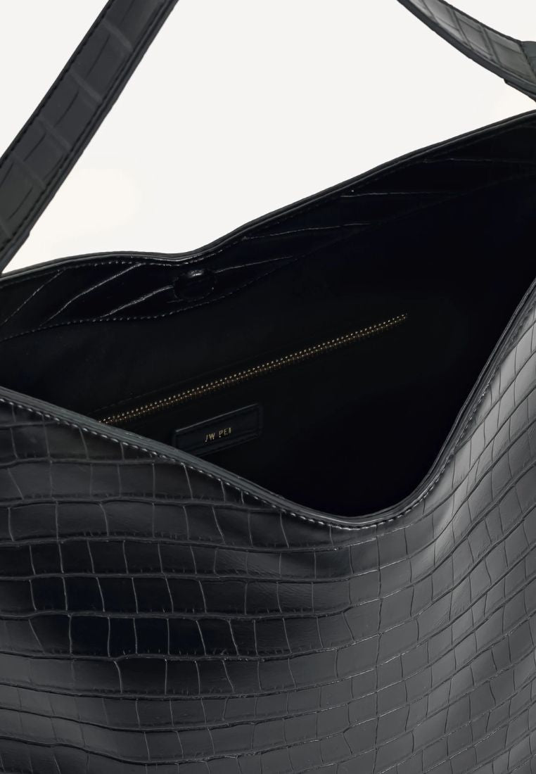 Aria Shoulder Bag - Black Croc
