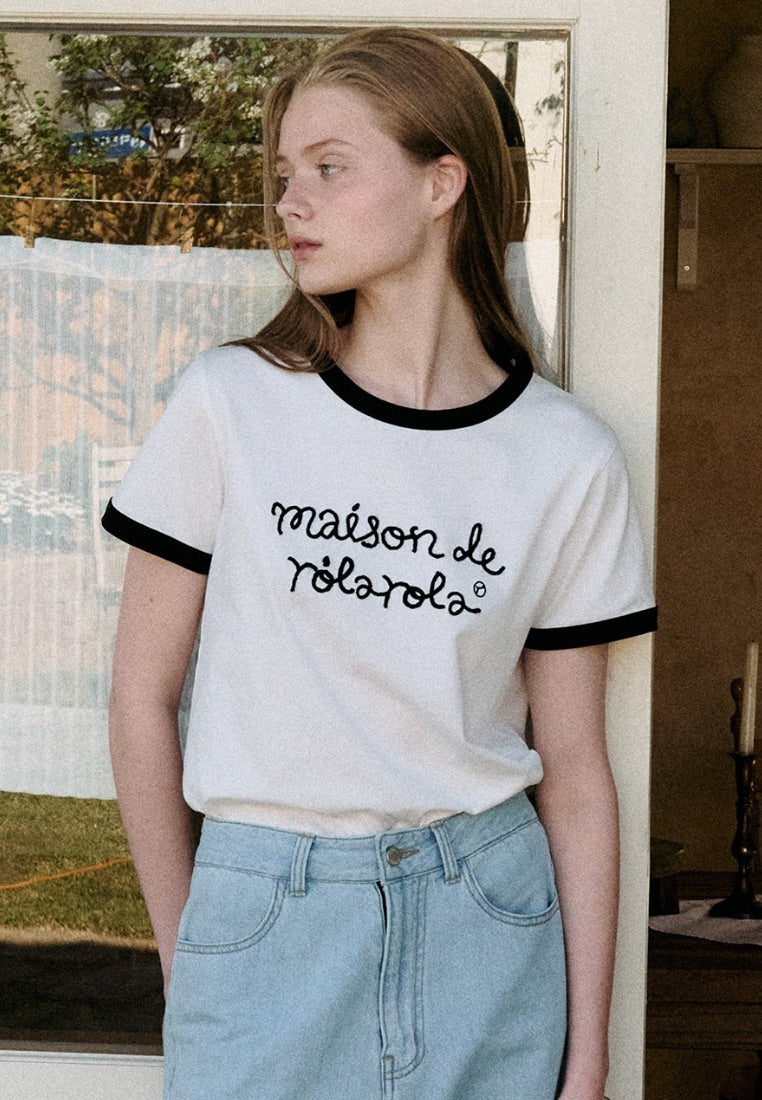 Maison De Rola Ringer T-Shirt White Black
