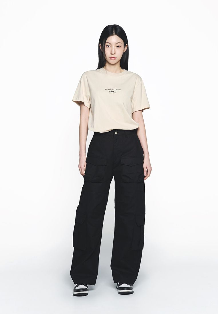 Basic Logo Woman Short Sleeve T-Shirt Dark Beige