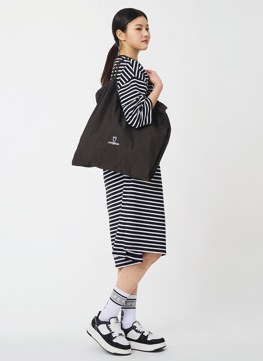 Big Shirring Tote Bag Black