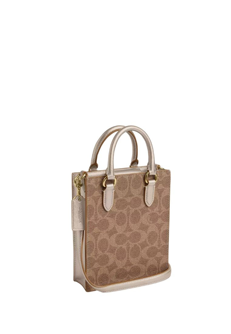 Boxed Mini Tote Bag And Mirror Bag Charm Set In Signature Canvas Light Champagne