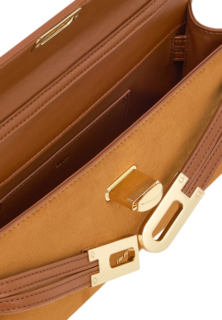 Bria Faux Suede Structured Top Handle Bag - Brown