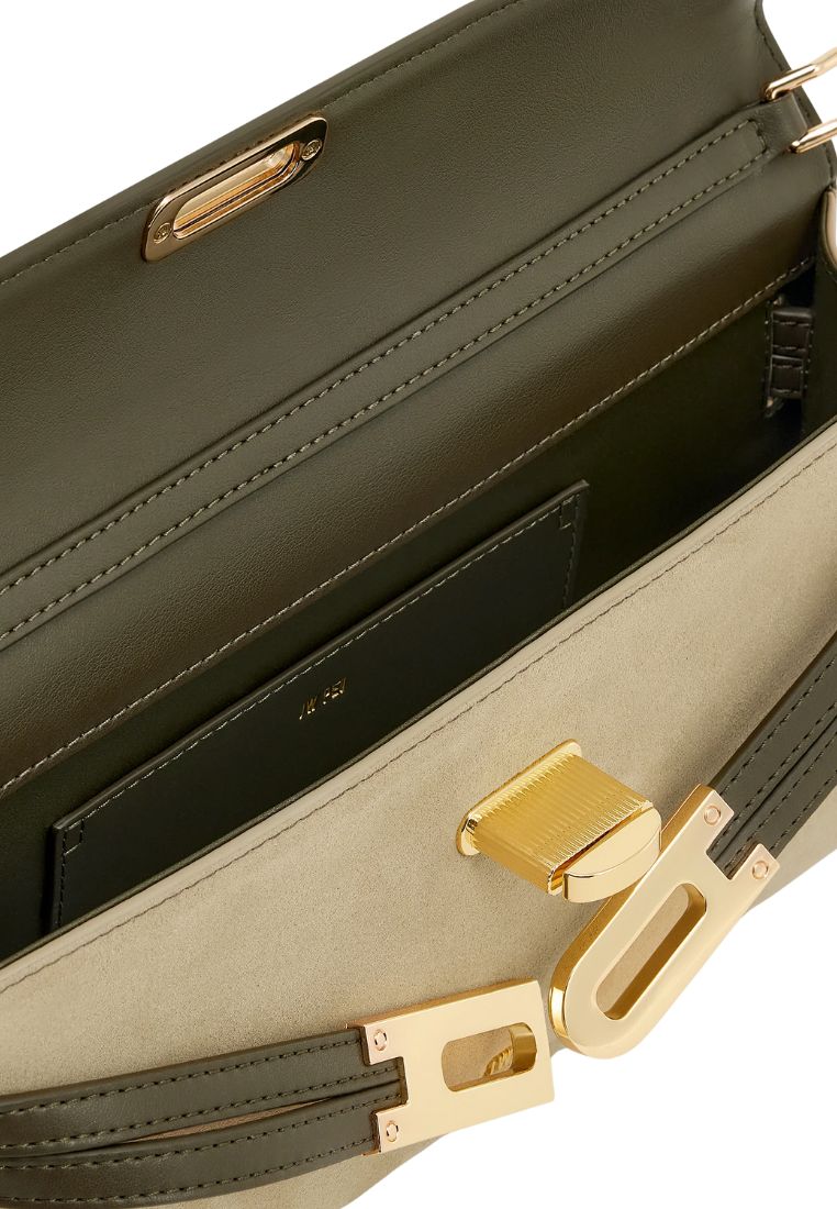 Bria Faux Suede Structured Top Handle Bag - Dark Olive