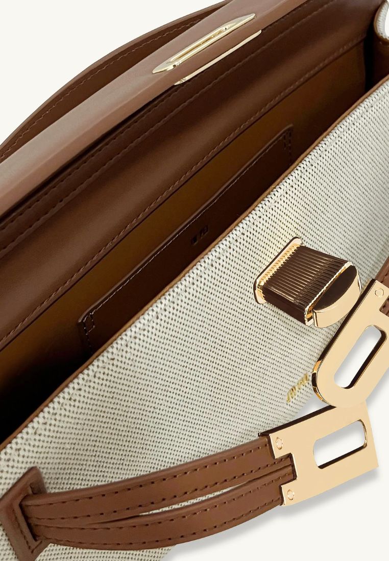 Bria Structured Top Handle Bag - Brown Canvas