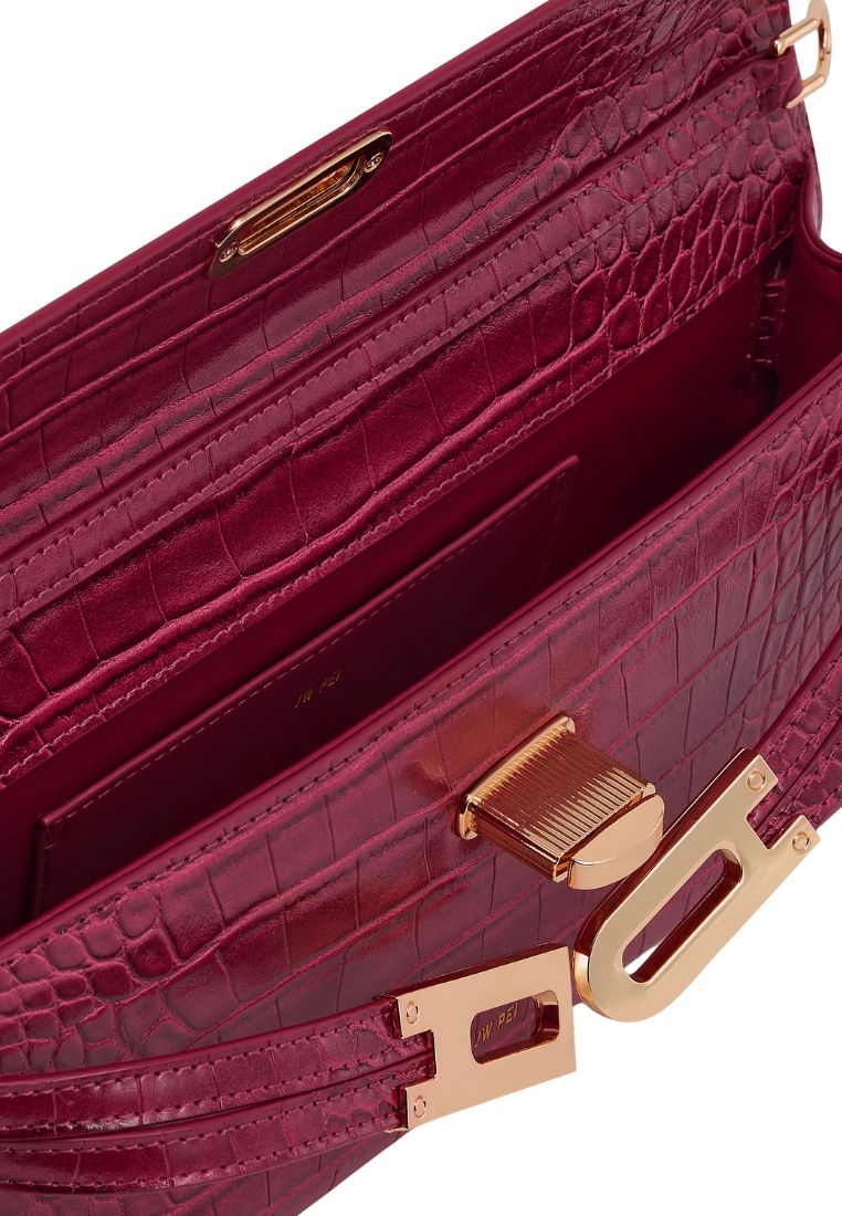 Bria Structured Top Handle Bag - Burgundy Croc