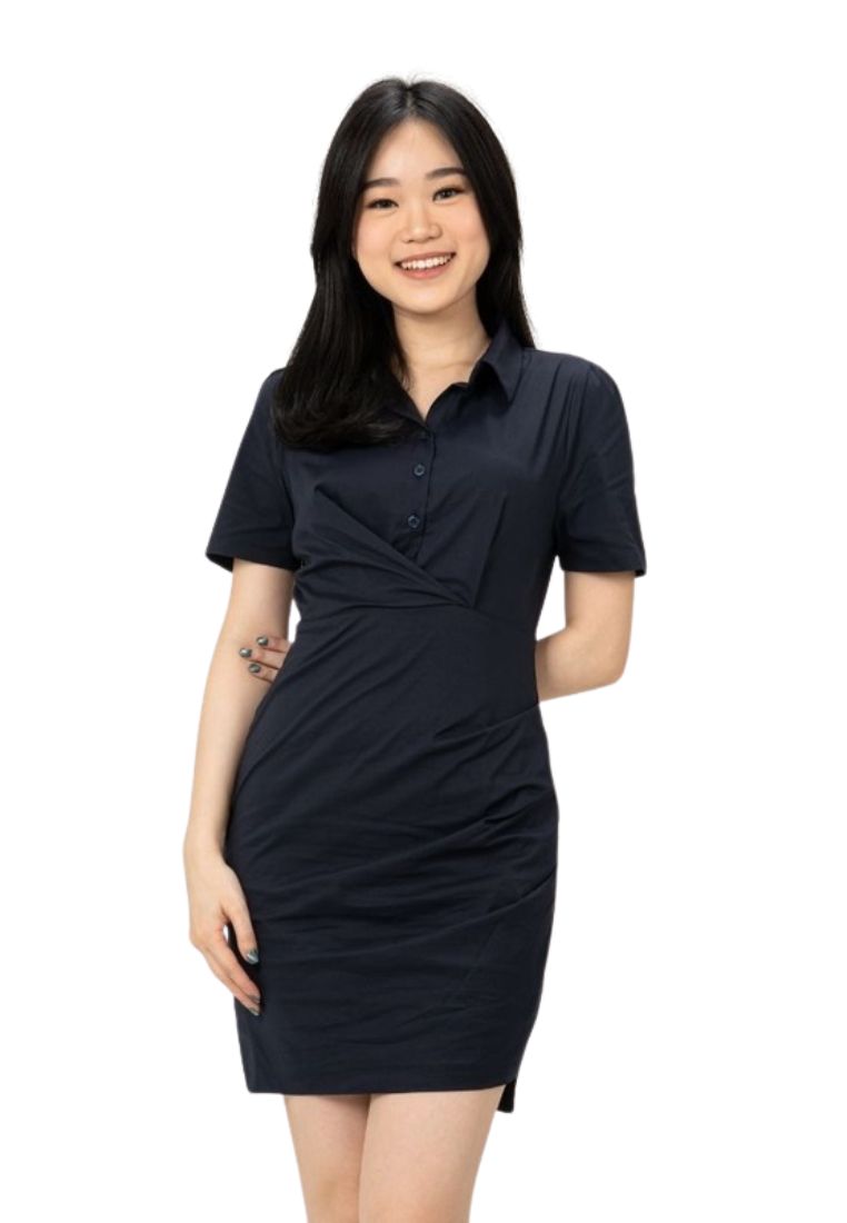 Button Mini Dress Navy By Wave