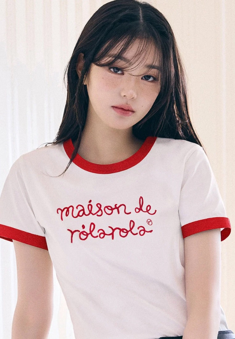 Maison De Rola Ringer T-Shirt White Red
