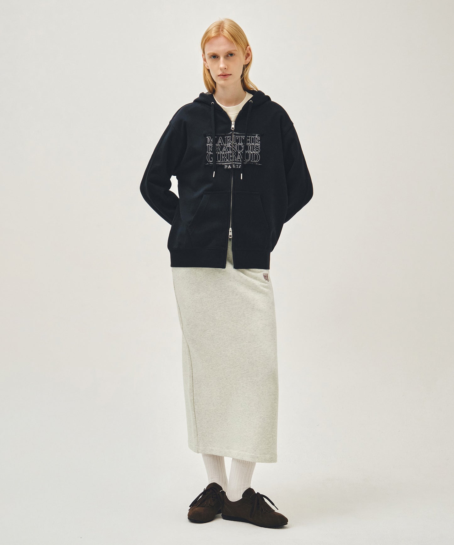 CLASSIC LOGO APPLIQUE HOODIE ZIPUP navy