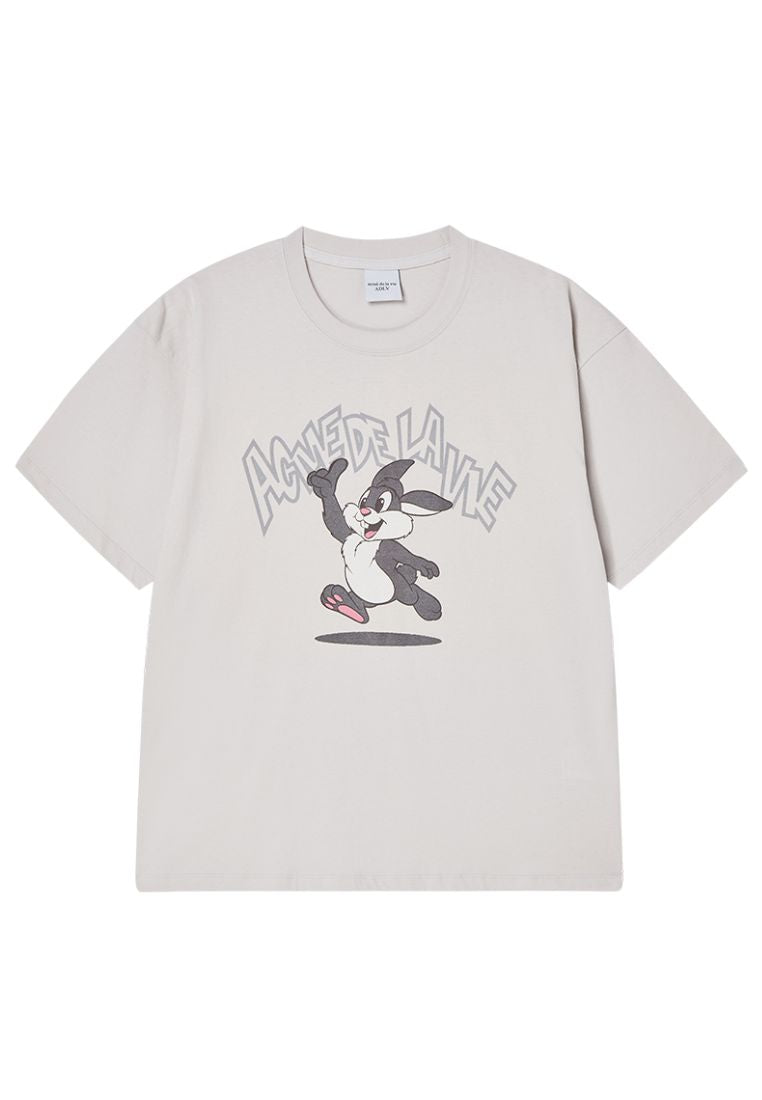 Cartoon Chinchilla Short Sleeve T-Shirt Light Gray