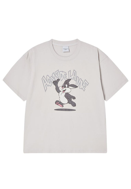 Cartoon Chinchilla Short Sleeve T-Shirt Light Gray