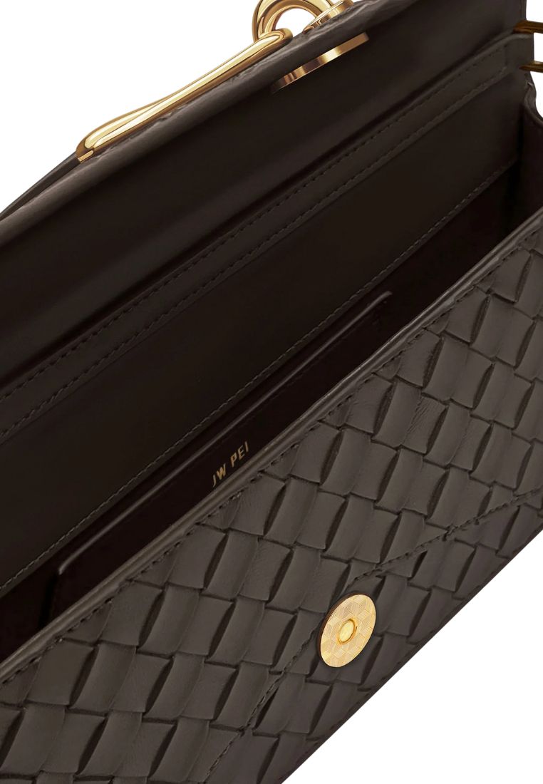 Celeste Woven Textured Envelope Top Handle Bag - Dark Brown