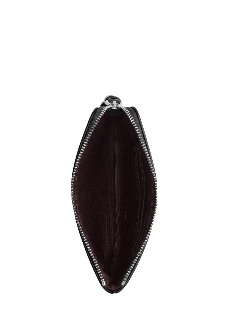 Corner Zip Wristlet Silver Black