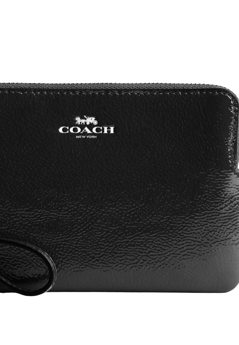 Corner Zip Wristlet Silver Black