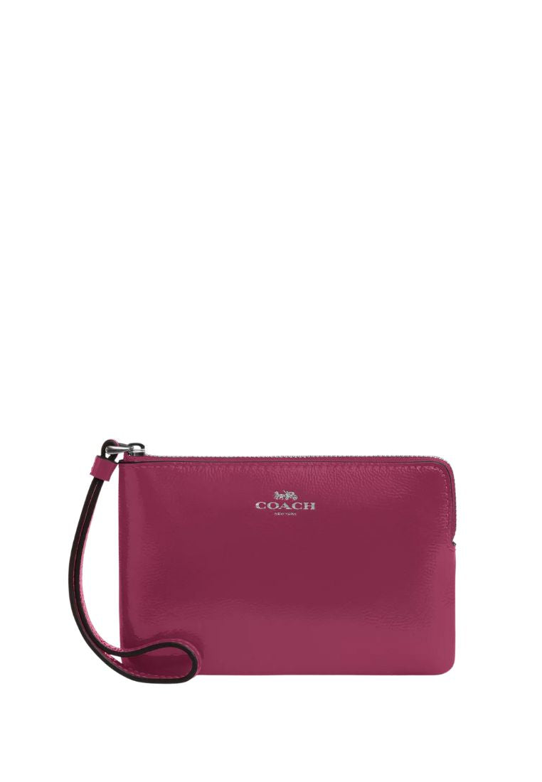 Corner Zip Wristlet Silver Pink