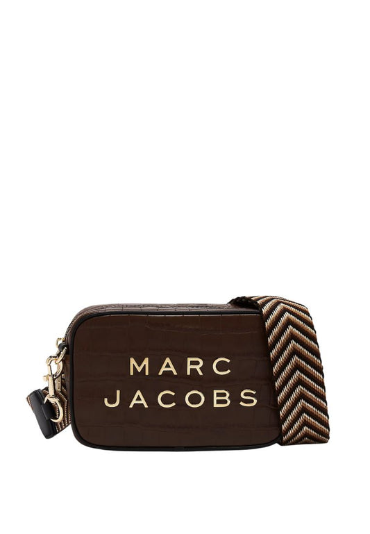 Croc Embossed Flash Camera Bag Dark Brown