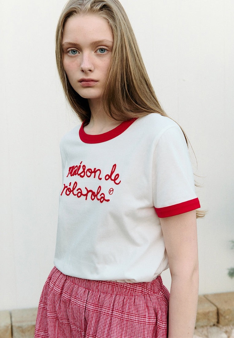 Maison De Rola Ringer T-Shirt White Red