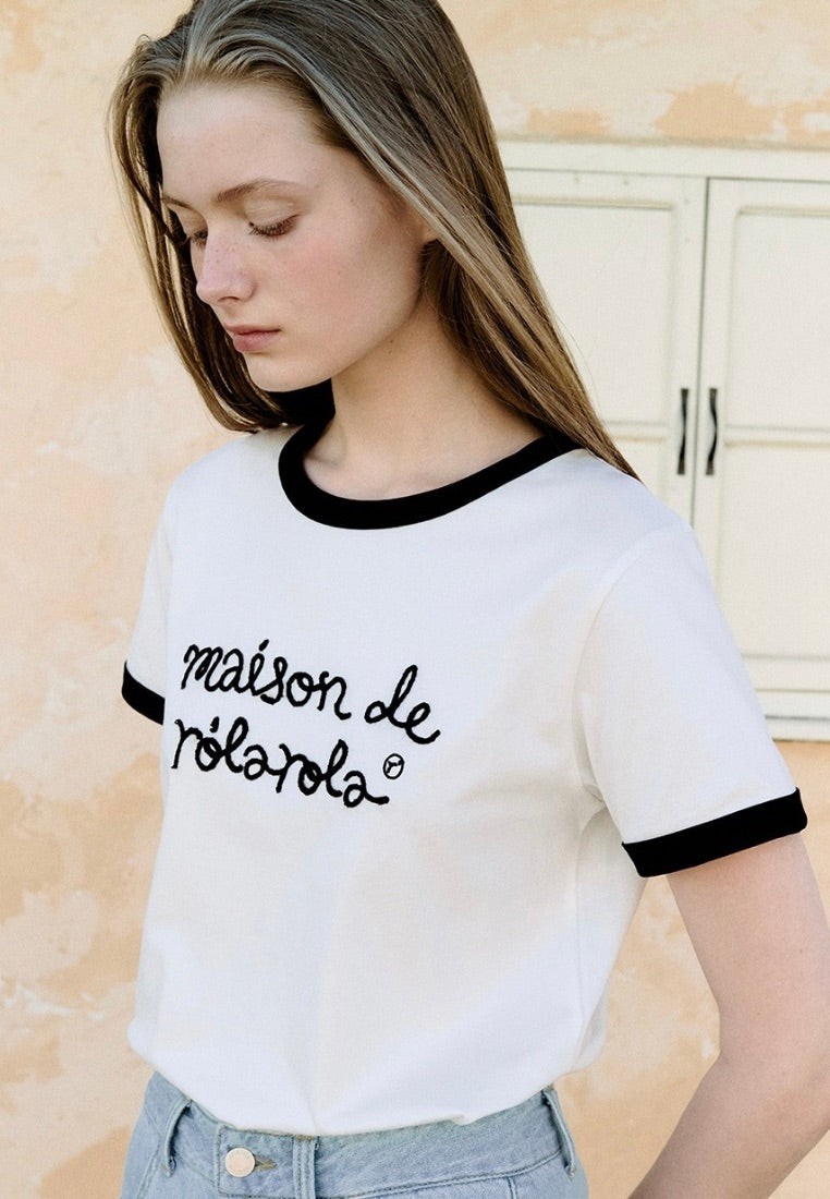 Maison De Rola Ringer T-Shirt White Black
