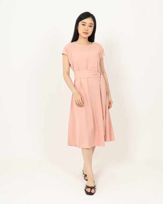 Round Neck Cotton Dress HA.2 D027-PINK