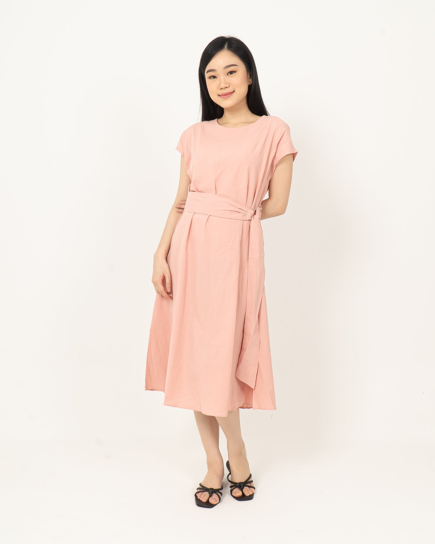 Round Neck Cotton Dress HA.2 D027-PINK