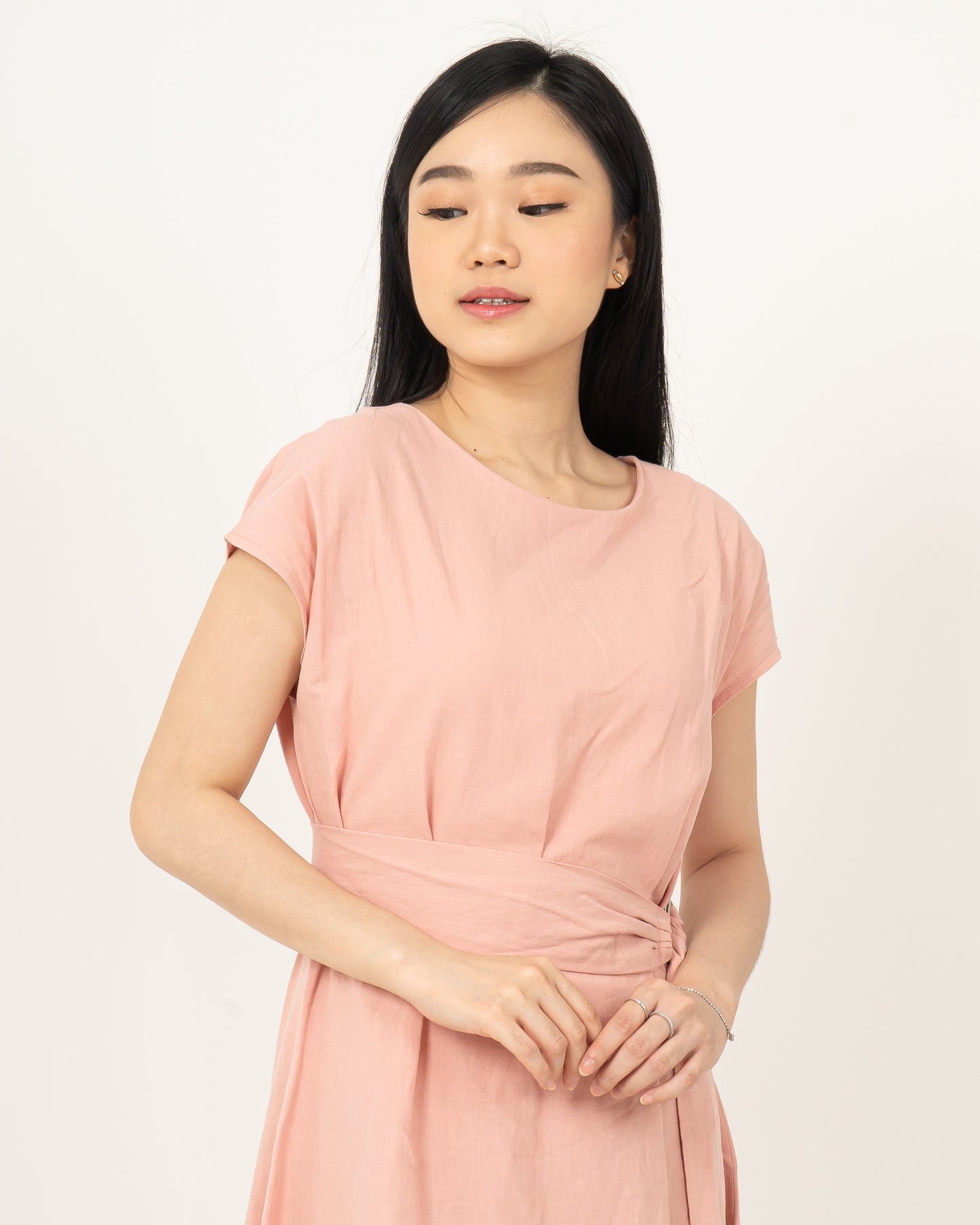 Round Neck Cotton Dress HA.2 D027-PINK