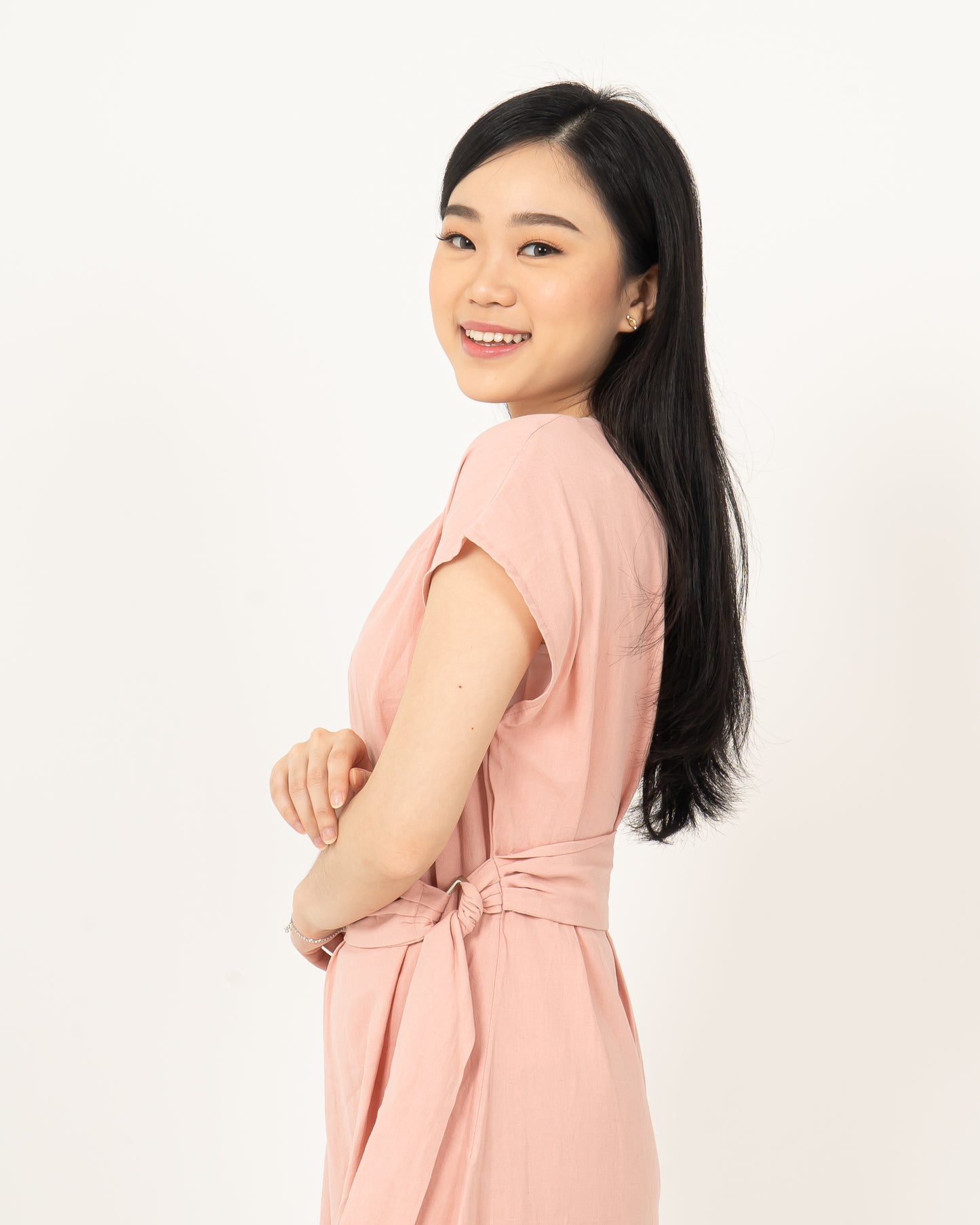 Round Neck Cotton Dress HA.2 D027-PINK