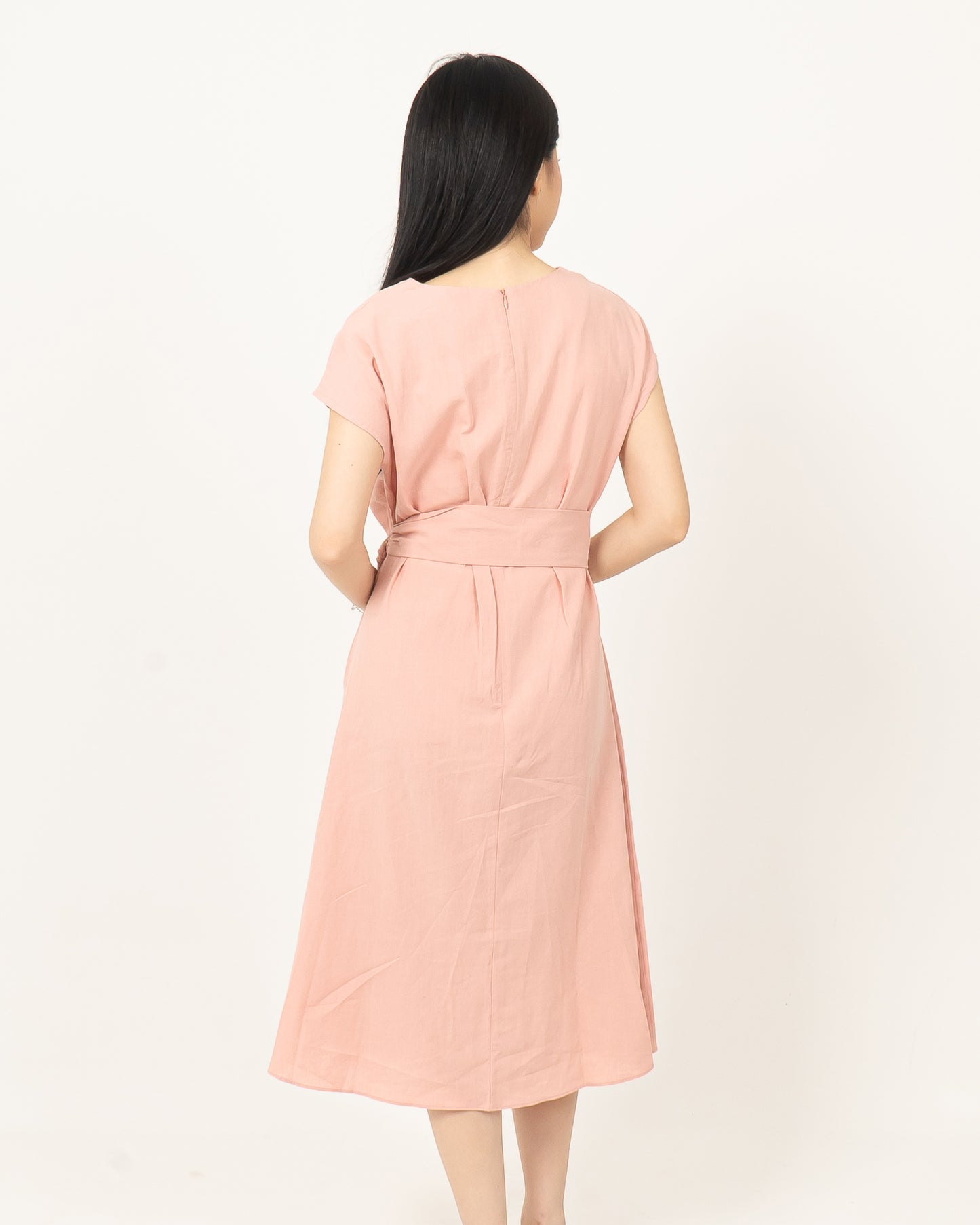 Round Neck Cotton Dress HA.2 D027-PINK