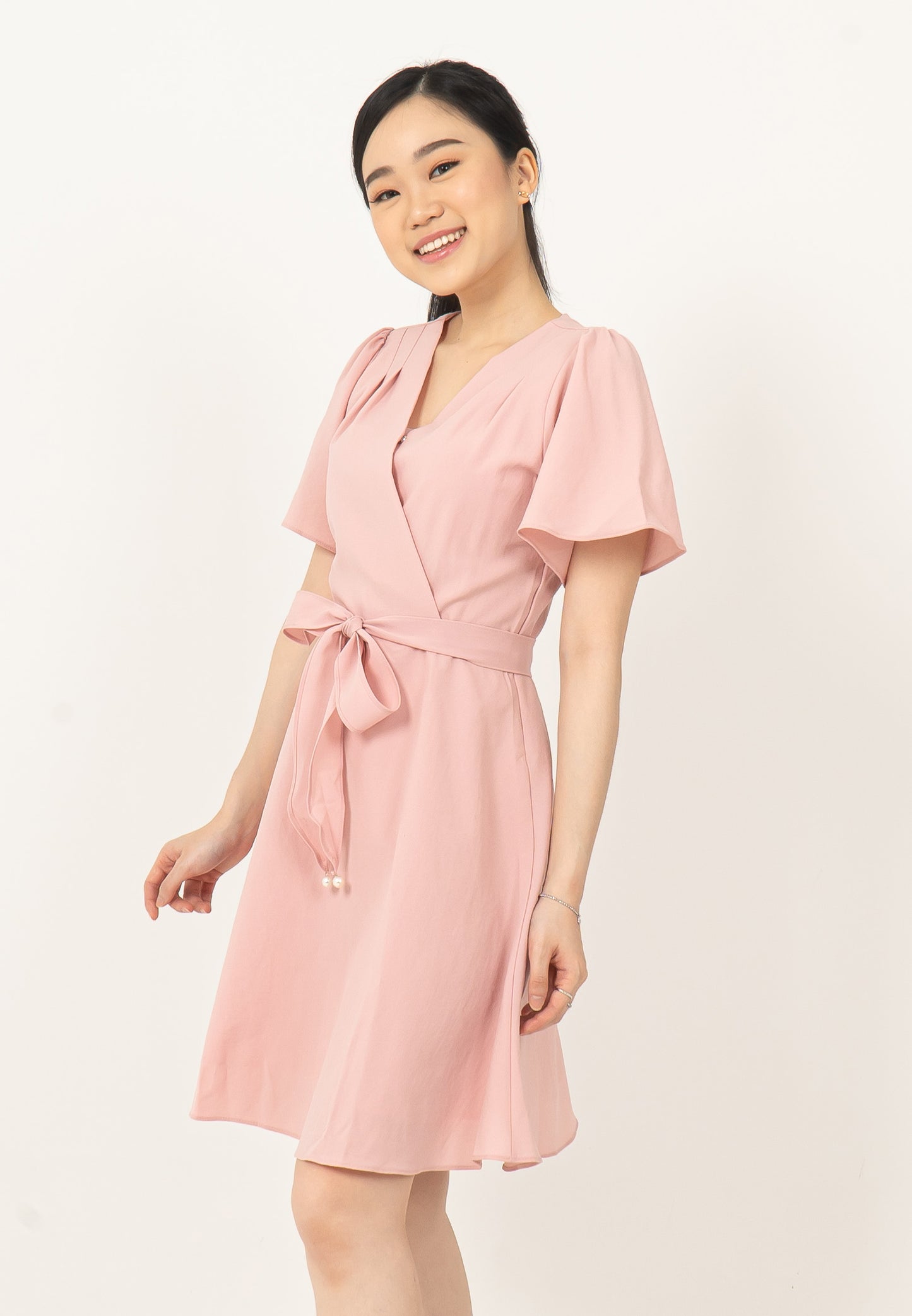 BELT DRESS BY BLING MADE IN KOREA PINK