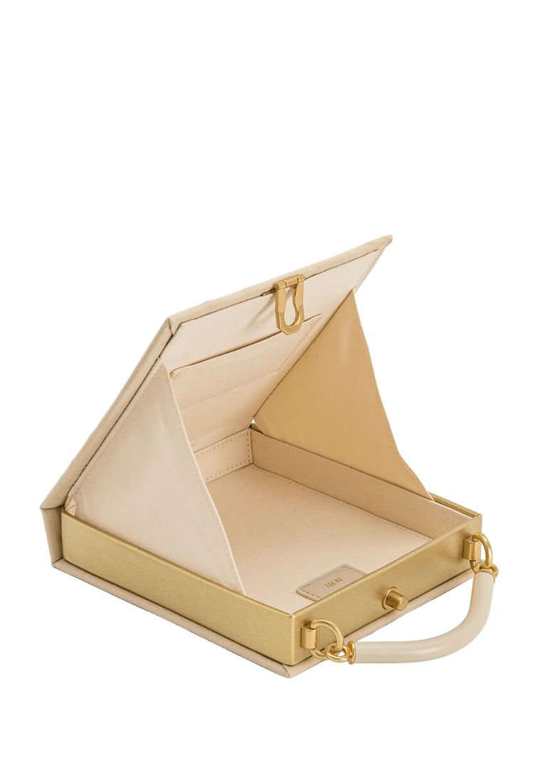 Elle Picnic Pattern Book Top Handle Bag - Khaki