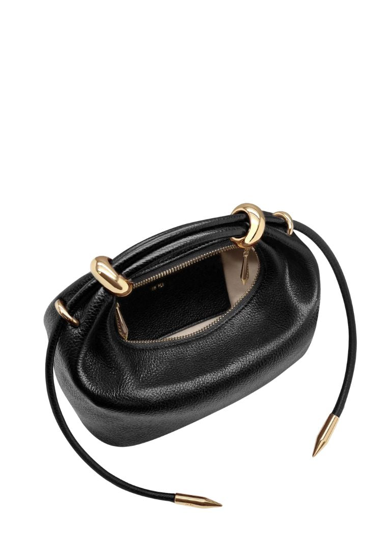 Ellie Metal Ring Embellished Top Handle Bag - Black