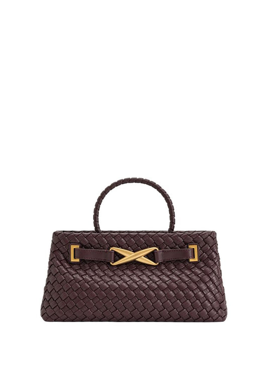 Elora Woven Tote Bag - Deep Burgundy