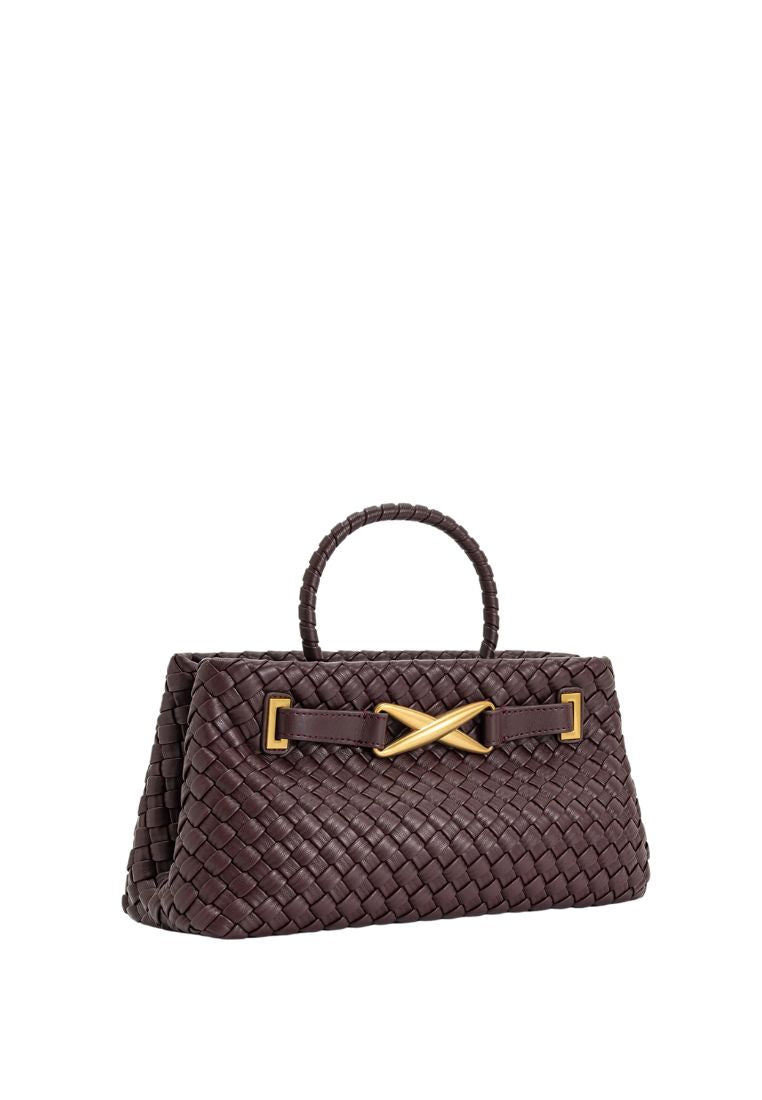 Elora Woven Tote Bag - Deep Burgundy
