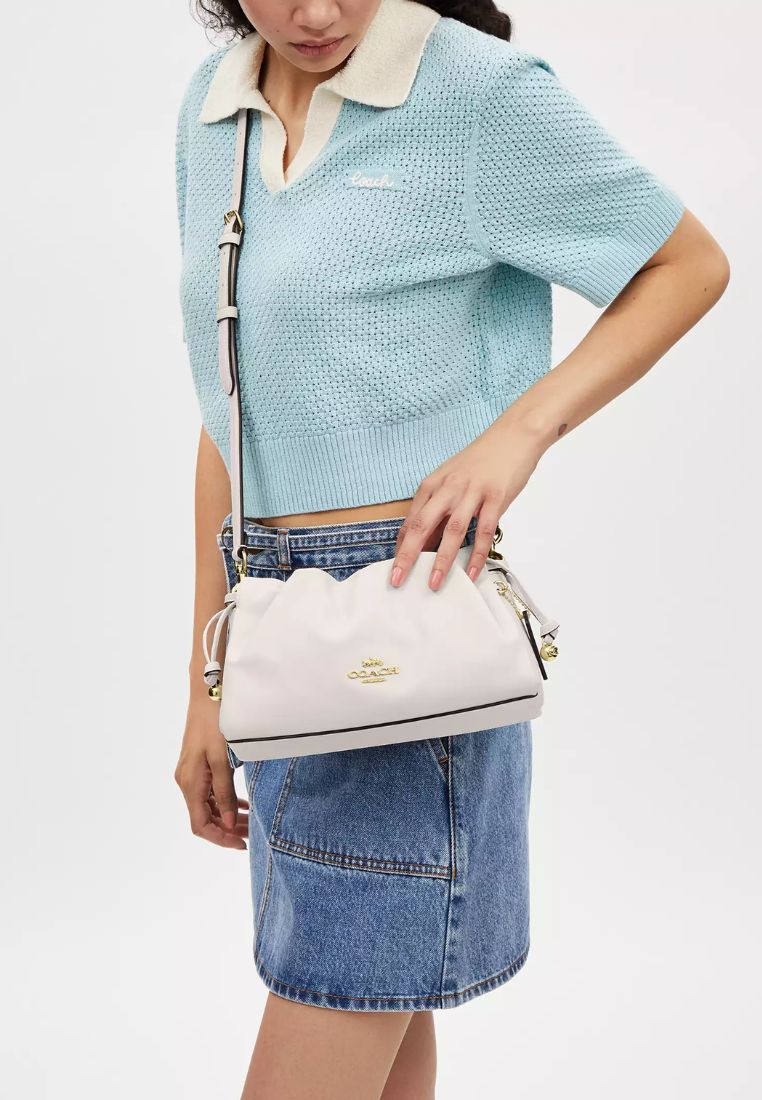 Faye Shoulder Bag With Ruching Gold Chalk