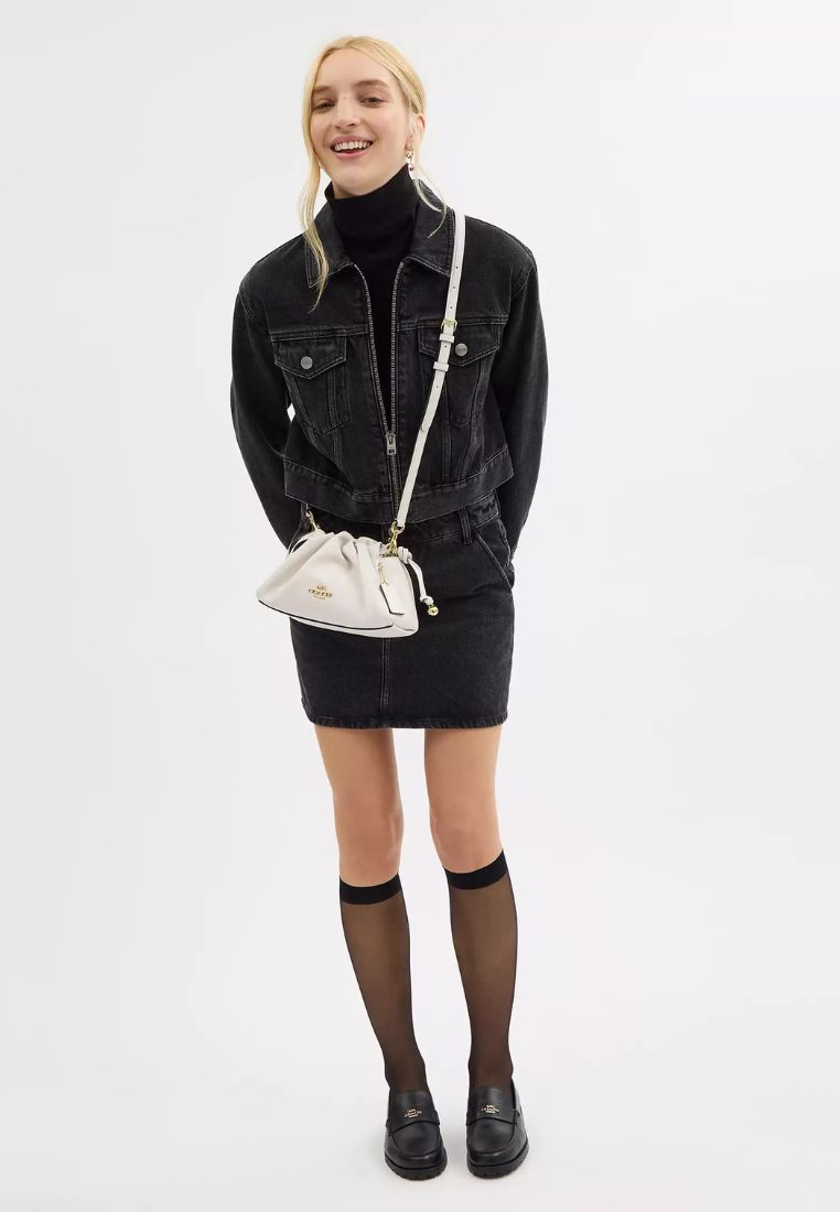 Faye Shoulder Bag With Ruching Gold Chalk